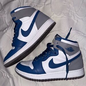 Air Jordan 1 Retro OG High True Blue White Cement Grey Size 7Y